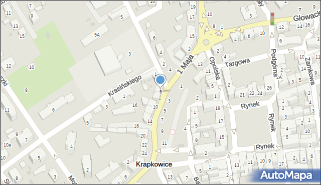 Krapkowice, 1 Maja, 6, mapa Krapkowice