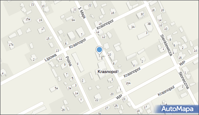 Krasnopol, 1 Maja, 3, mapa Krasnopol