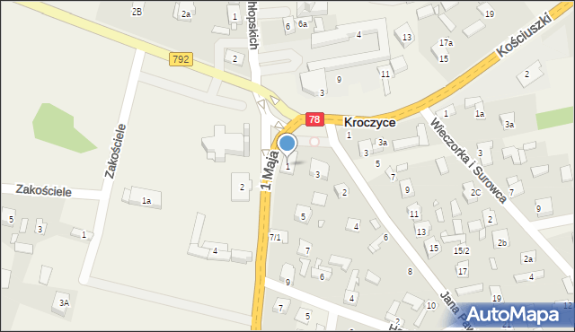 Kroczyce, 1 Maja, 1, mapa Kroczyce