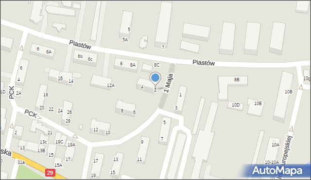 Krosno Odrzańskie, 1 Maja, 2, mapa Krosno Odrzańskie