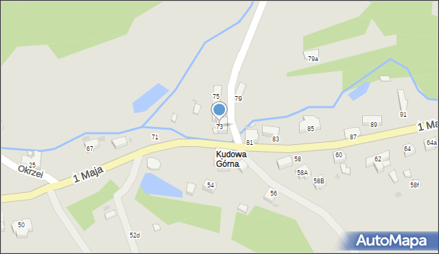 Kudowa-Zdrój, 1 Maja, 73, mapa Kudowa-Zdrój