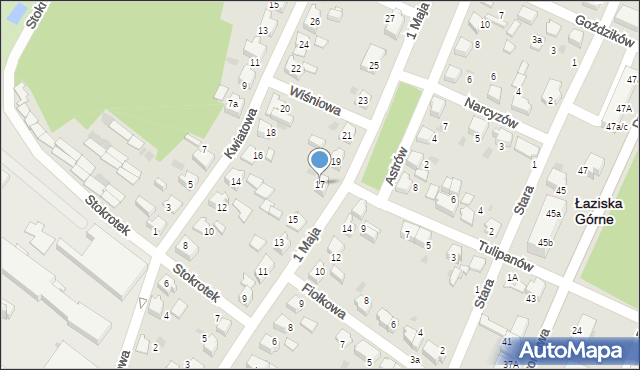 Łaziska Górne, 1 Maja, 17, mapa Łaziska Górne