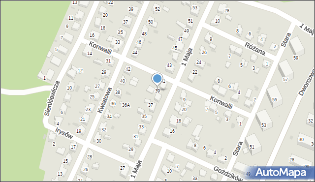 Łaziska Górne, 1 Maja, 39, mapa Łaziska Górne