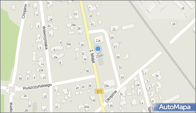 Leszno, 1 Maja, 21b, mapa Leszno