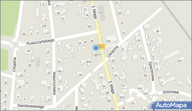 Leszno, 1 Maja, 40, mapa Leszno