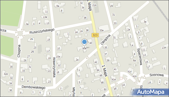 Leszno, 1 Maja, 40a, mapa Leszno