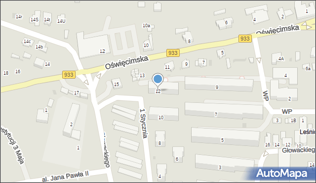 Libiąż, 1 Stycznia, 12, mapa Libiąż