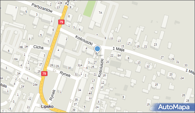 Lipsko, 1 Maja, 6a, mapa Lipsko