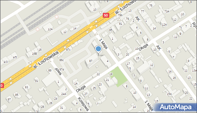 Łochów, 1 Maja, 2a, mapa Łochów