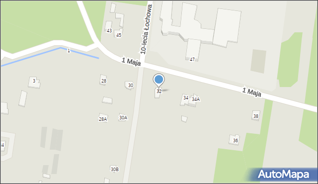 Łochów, 1 Maja, 32, mapa Łochów