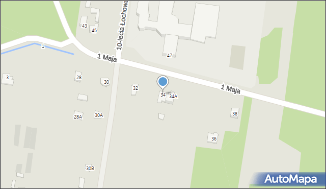 Łochów, 1 Maja, 34, mapa Łochów
