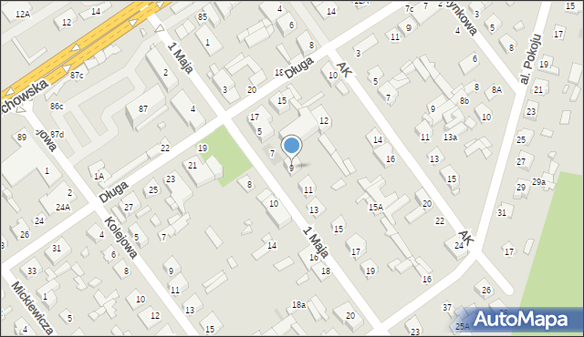 Łochów, 1 Maja, 9, mapa Łochów