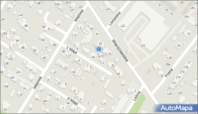 Łomianki, 1 Maja, 4, mapa Łomianki