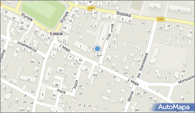 Łosice, 1 Maja, 5, mapa Łosice