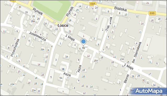 Łosice, 1 Maja, 6a, mapa Łosice