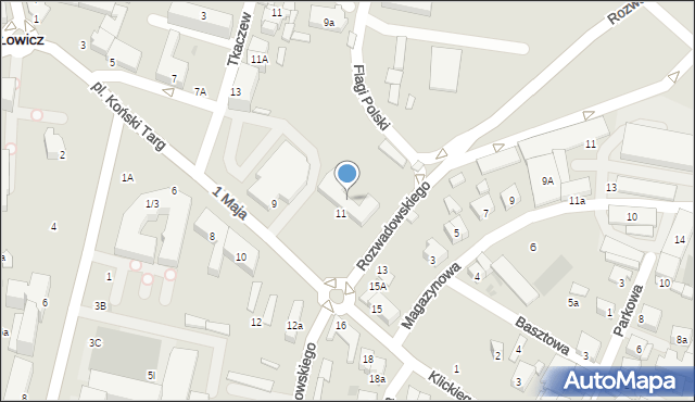 Łowicz, 1 Maja, 11/13, mapa Łowicza