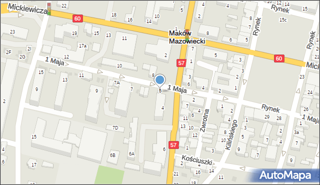 Maków Mazowiecki, 1 Maja, 5A, mapa Maków Mazowiecki