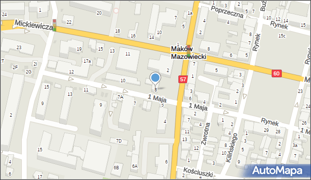 Maków Mazowiecki, 1 Maja, 8, mapa Maków Mazowiecki