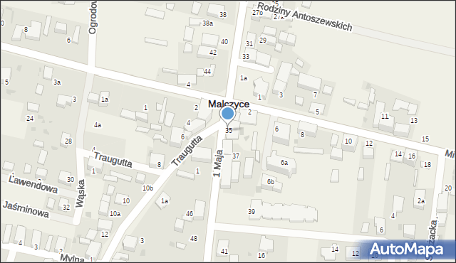 Malczyce, 1 Maja, 35, mapa Malczyce