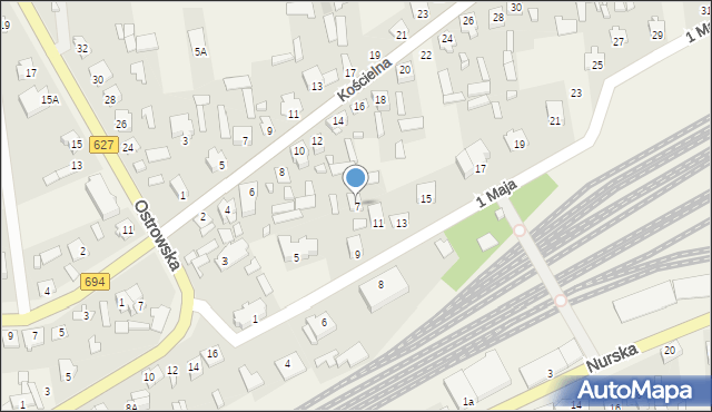 Małkinia Górna, 1 Maja, 7, mapa Małkinia Górna