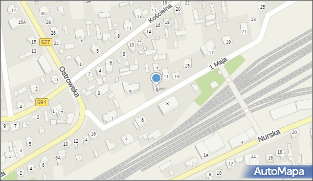 Małkinia Górna, 1 Maja, 9, mapa Małkinia Górna