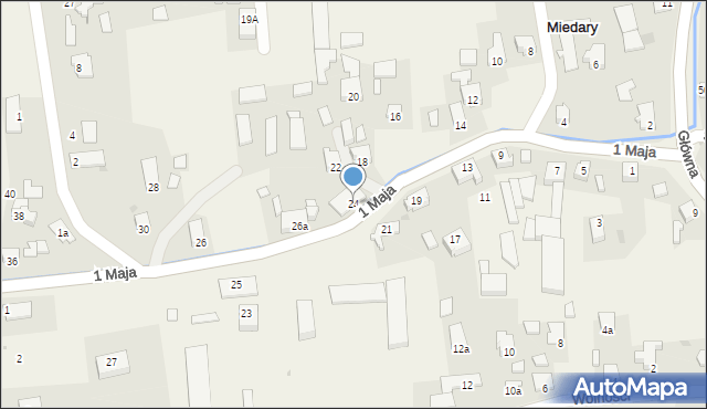 Miedary, 1 Maja, 24, mapa Miedary