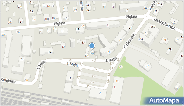 Mińsk Mazowiecki, 1 Maja, 1A, mapa Mińsk Mazowiecki