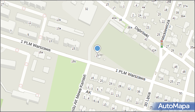 Mińsk Mazowiecki, 1 PLM Warszawa, 17, mapa Mińsk Mazowiecki