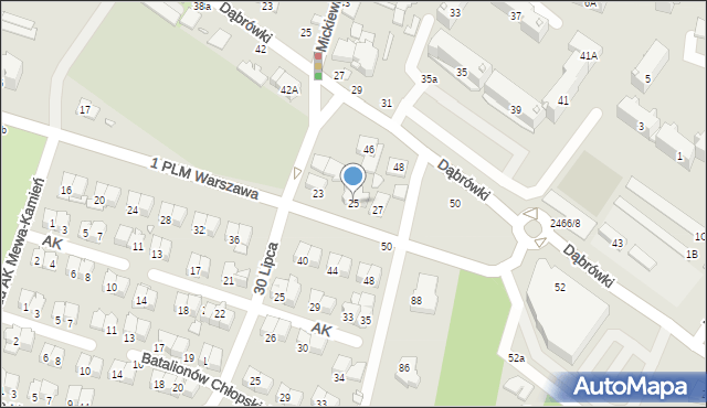 Mińsk Mazowiecki, 1 PLM Warszawa, 25, mapa Mińsk Mazowiecki