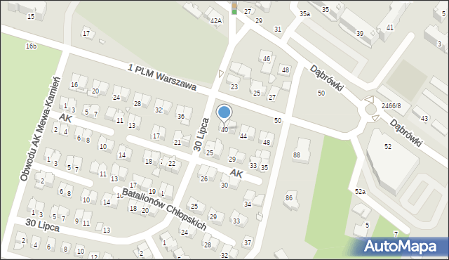 Mińsk Mazowiecki, 1 PLM Warszawa, 40, mapa Mińsk Mazowiecki