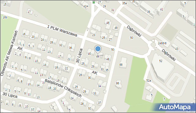 Mińsk Mazowiecki, 1 PLM Warszawa, 44, mapa Mińsk Mazowiecki