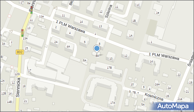 Mińsk Mazowiecki, 1 PLM Warszawa, 8A, mapa Mińsk Mazowiecki