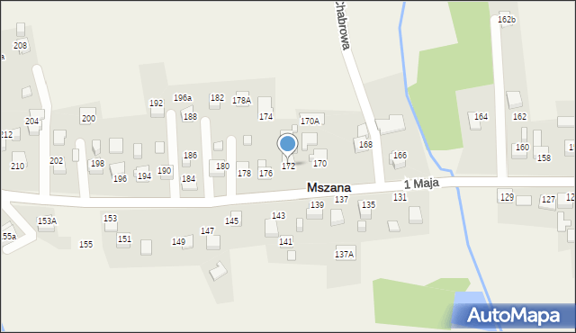 Mszana, 1 Maja, 172, mapa Mszana