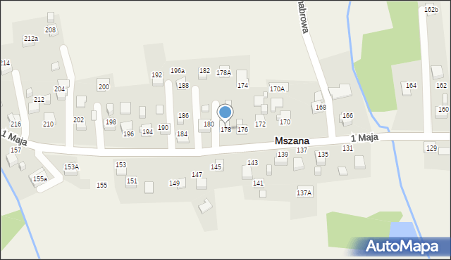 Mszana, 1 Maja, 178, mapa Mszana