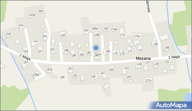 Mszana, 1 Maja, 184, mapa Mszana