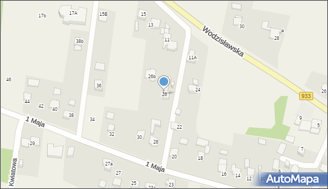 Mszana, 1 Maja, 26, mapa Mszana