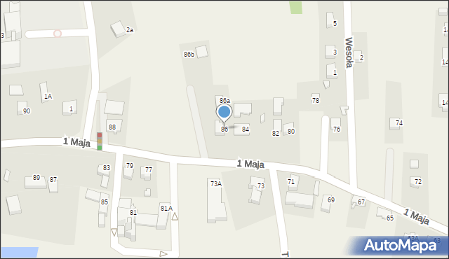 Mszana, 1 Maja, 86, mapa Mszana