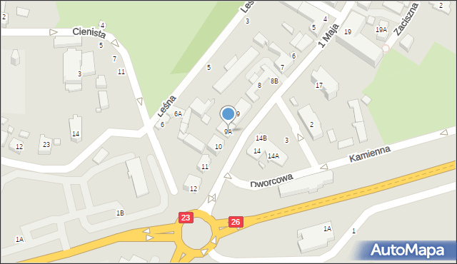 Myślibórz, 1 Maja, 9A, mapa Myślibórz