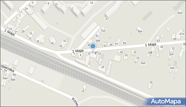 Myszków, 1 Maja, 12, mapa Myszków