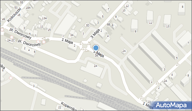 Myszków, 1 Maja, 2B, mapa Myszków
