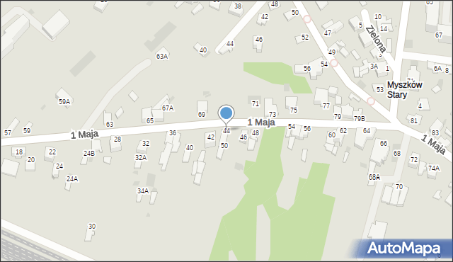 Myszków, 1 Maja, 44, mapa Myszków