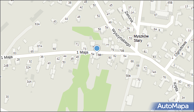 Myszków, 1 Maja, 58, mapa Myszków