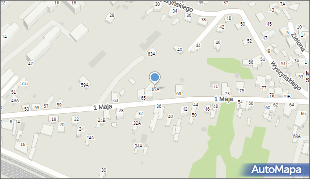 Myszków, 1 Maja, 67A, mapa Myszków