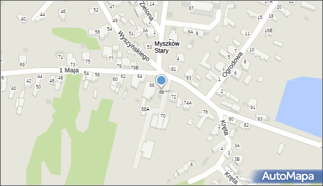 Myszków, 1 Maja, 68, mapa Myszków
