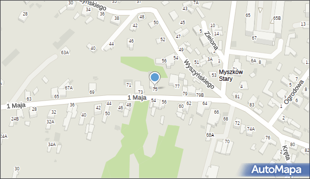Myszków, 1 Maja, 75, mapa Myszków