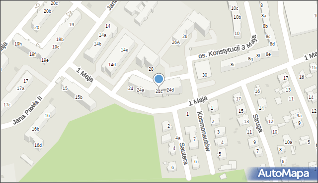 Nowa Sól, 1 Maja, 24c, mapa Nowa Sól