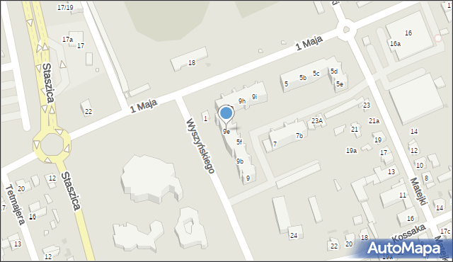 Nowa Sól, 1 Maja, 9e, mapa Nowa Sól