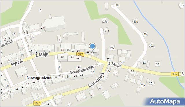 Nowogrodziec, 1 Maja, 22, mapa Nowogrodziec