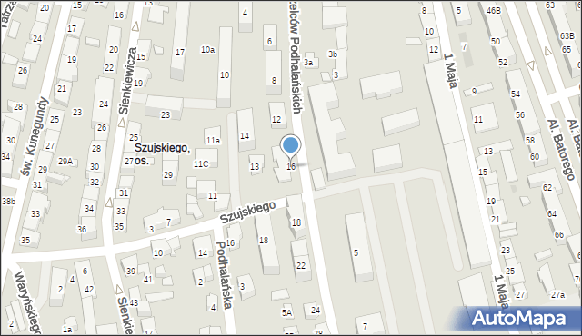 Nowy Sącz, 1 Pułku Strzelców Podhalańskich, 16, mapa Nowego Sącza