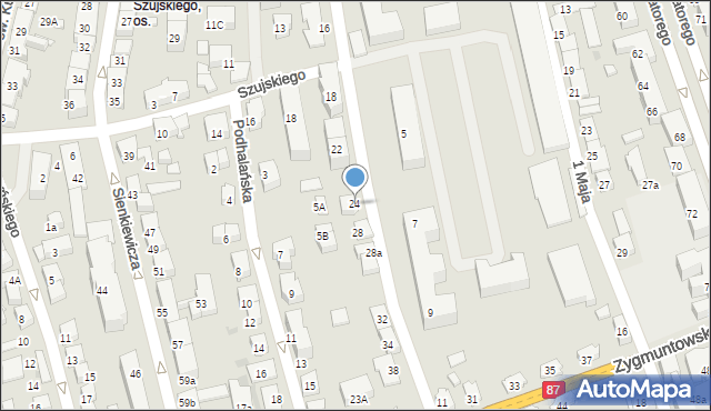 Nowy Sącz, 1 Pułku Strzelców Podhalańskich, 24, mapa Nowego Sącza